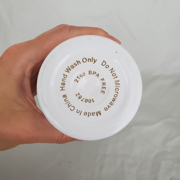 Stainless Steel Water Bottle White w/bamboo cap & carrying ring NWOT - Picture 4 of 4